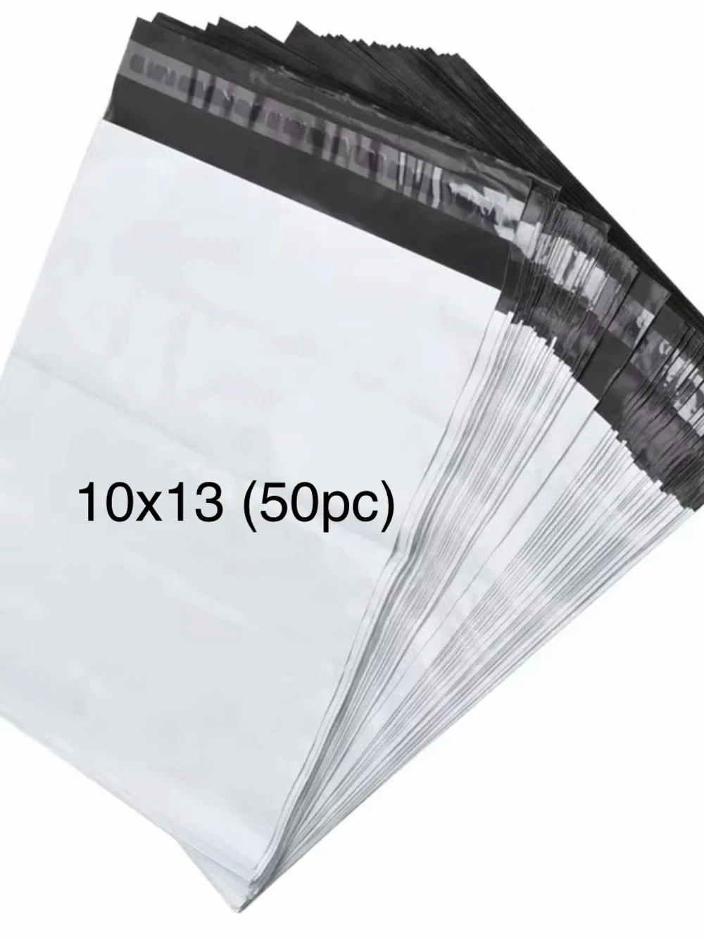 Clear Self-Seal Poly Mailer Bags with Black Seal Strip - 10x13, 50 Pack